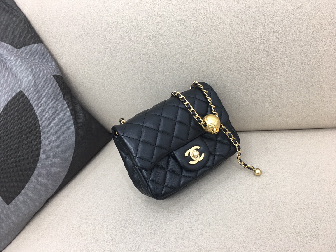 Mini Classic Flap Lambskin Bag AS1786 Black/Gold